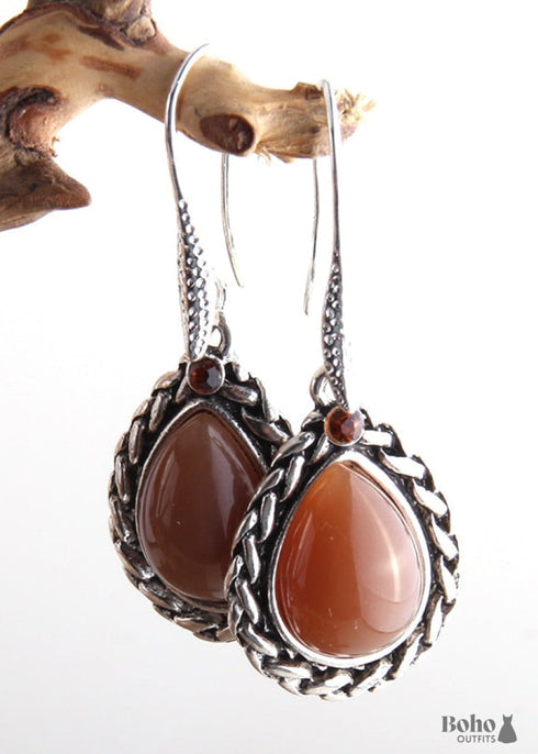 Boho Earrings, RH Dangle Earrings, Black Silver